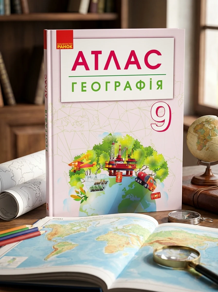 Географія. 9 клас. Атлас + контурні карти — Дитяча література