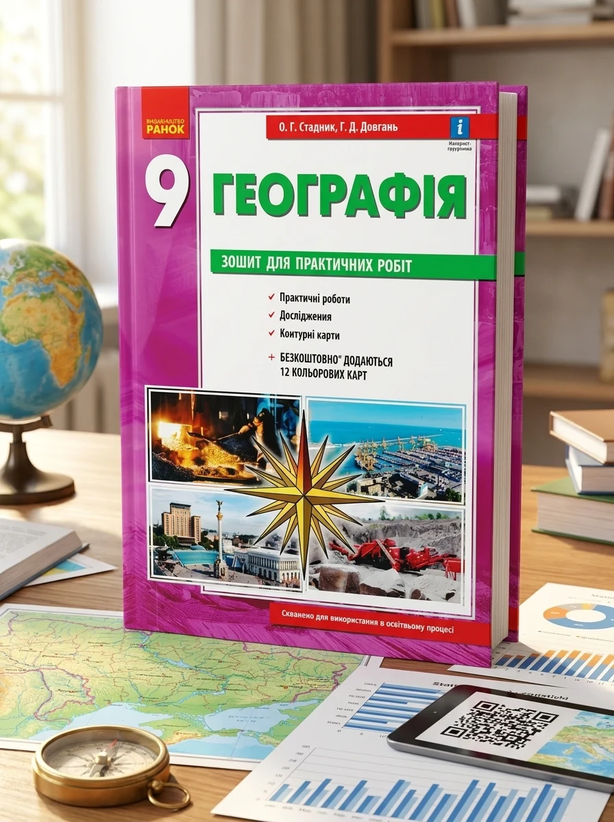 Географія. 9 клас. Зошит для практичних робіт. Нова програма + QR-код