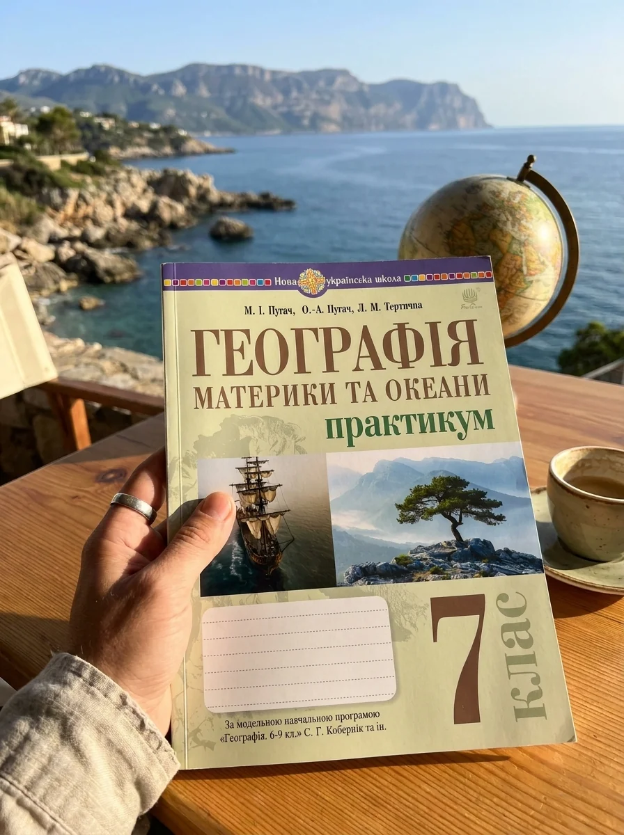 Географія. Материки та океани. 7 клас. Практикум (до мод. програми Коберник та ін.) — Микола Пугач, обкладинка