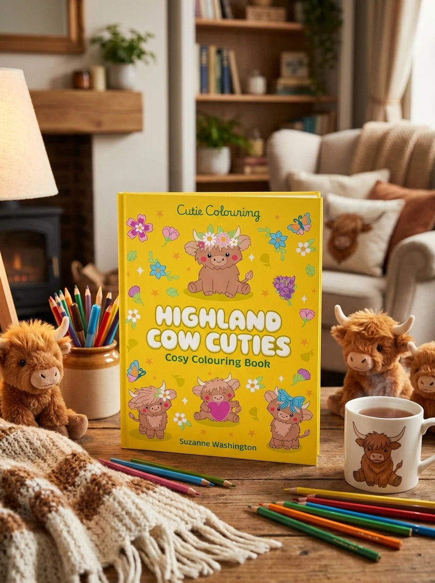 Highland Cow Cuties Colouring Book, обкладинка