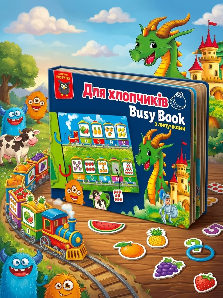 Гра розвиваюча Vladi Toys Busy Book Для хлопчиків VT1310-10 з липучками — фото 2