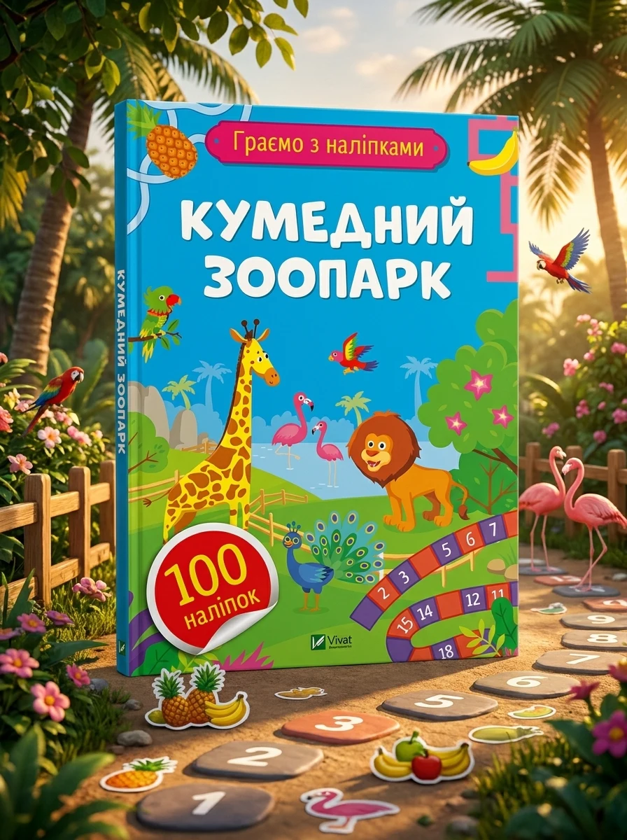 Граємо з наліпками. Кумедний зоопарк. 100 наліпок — Книги