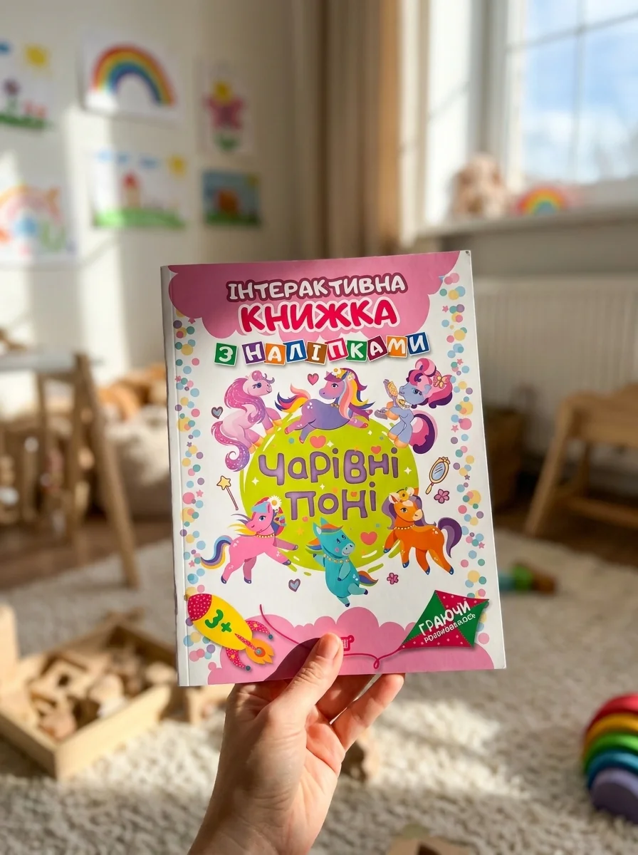 Граючи розвиваємось. Чарівні поні. Інтерактивна книжка з наліпками — Дитяча література