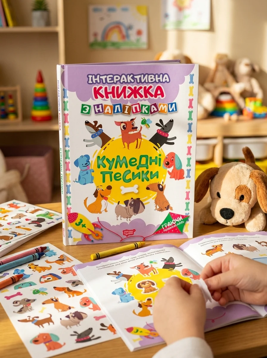 Граючи розвиваємось. Кумедні песики. Інтерактивна книжка з наліпками