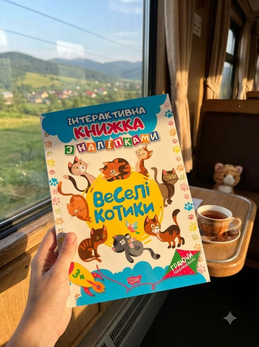 Граючи розвиваємось. Веселі котики. Інтерактивна книжка з наліпками — Дитяча література