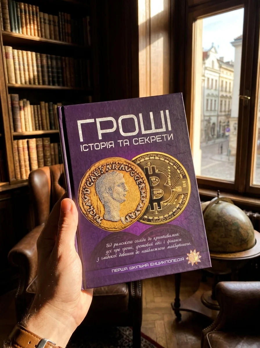 Гроші: історія та секрети. Перша шкільна енциклопедія, обкладинка