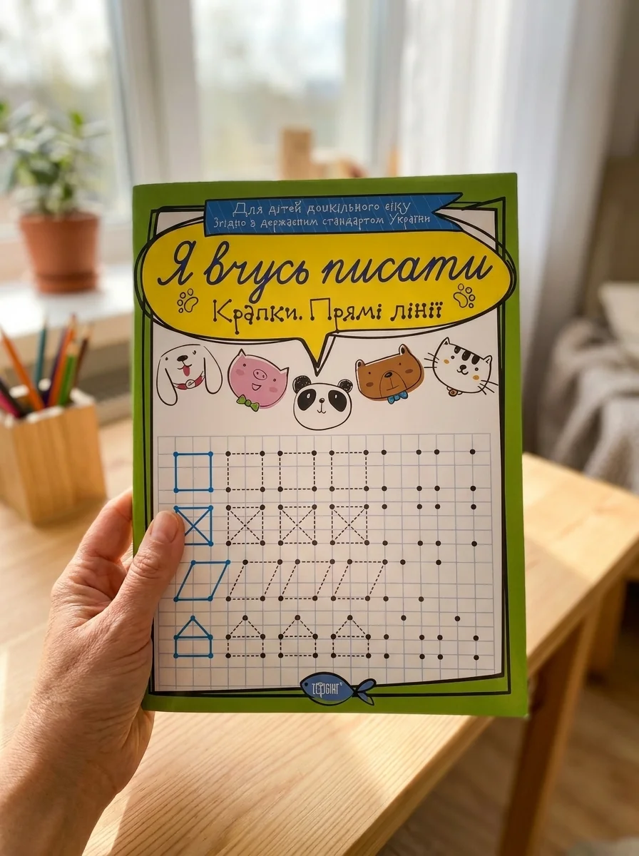 Я вчусь писати. Крапки. Прямі лінії — Катерина Білик, обкладинка