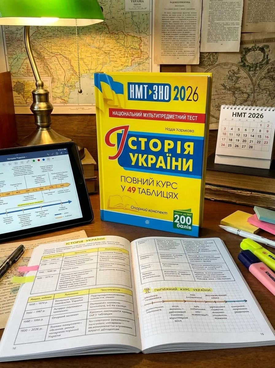 Історія України. НМТ. Опорний конспект. Повний курс у 49 таблицях для підготовки до ЗНО і НМТ. 2026