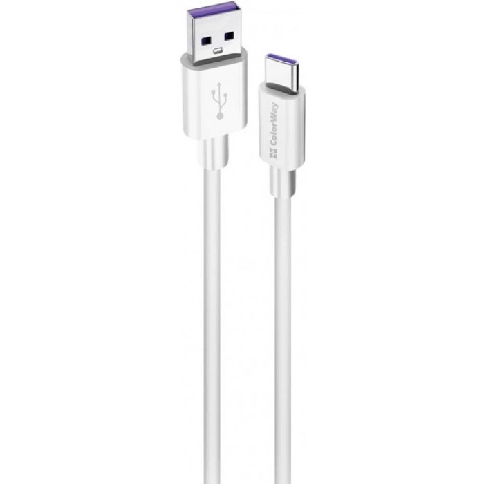 Кабель Colorway USB - Type-C (швидка зарядка) 5.0А 1м білий (CW-CBUC019-WH)