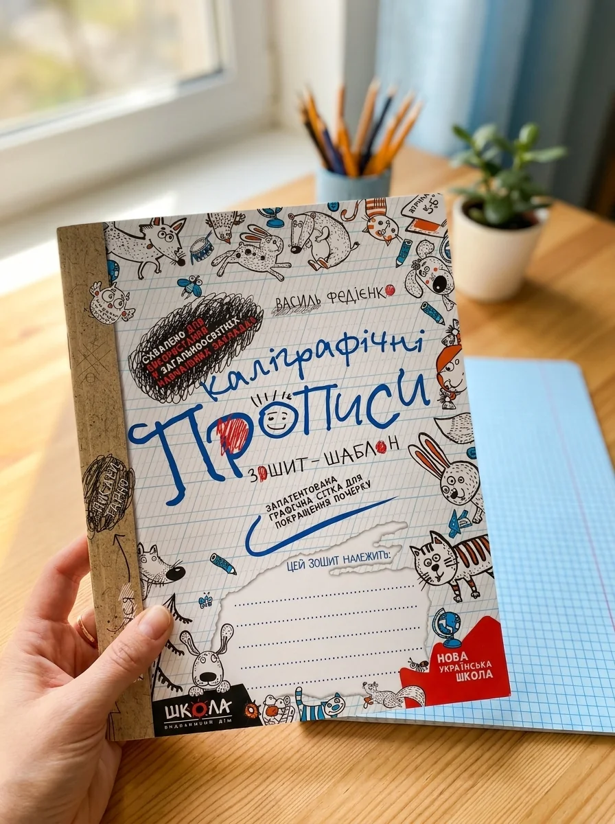 Каліграфічні прописи. Синя графічна сітка — Василь Федієнко, обкладинка