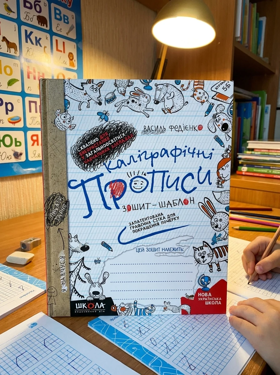 Каліграфічні прописи. Синя графічна сітка