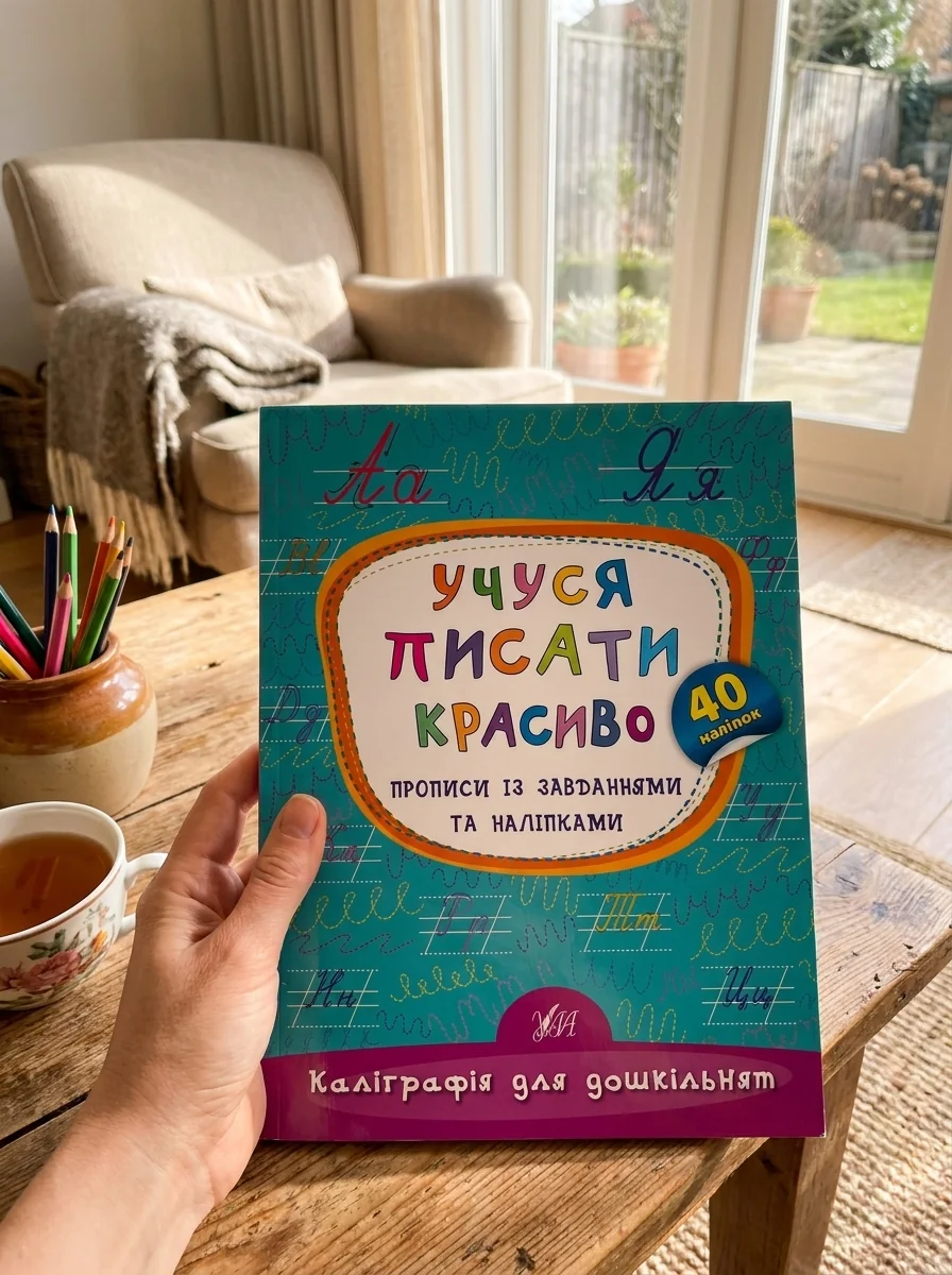 Каліграфія для дошкільнят. Учуся писати красиво. Прописи із завданнями та наліпками — Книги з наліпками
