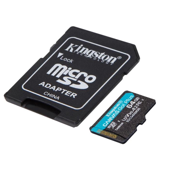 Карта пам`яті MicroSDXC 64GB UHS-I/U3 Class 10 Kingston Canvas Go! Plus R200/W200MB/s + SD-адаптер (SDCG4/64GB)