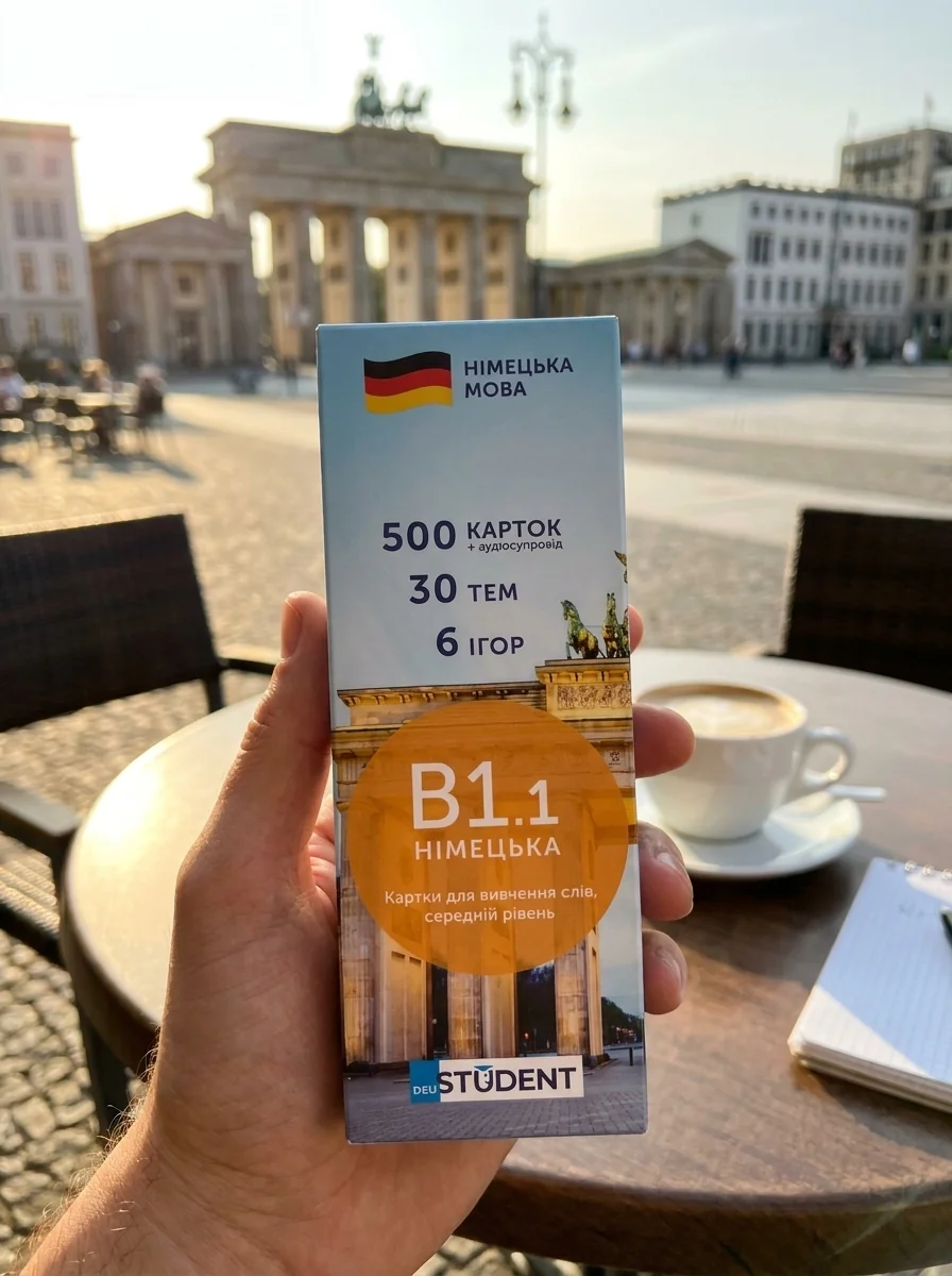 Картки для вивчення німецької мови. Німецька В1.1 (500). Середній рівень — English Student, обкладинка