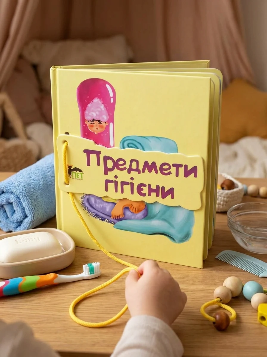 Картонка на шнуровці. Предмети гігієни — фото 2