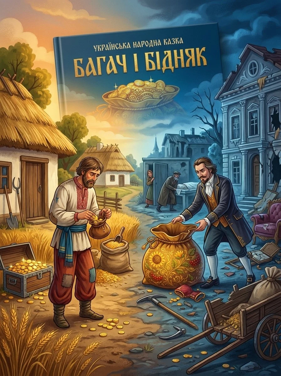 Багач і бідняк — українська народна казка — Народна творчість, обкладинка