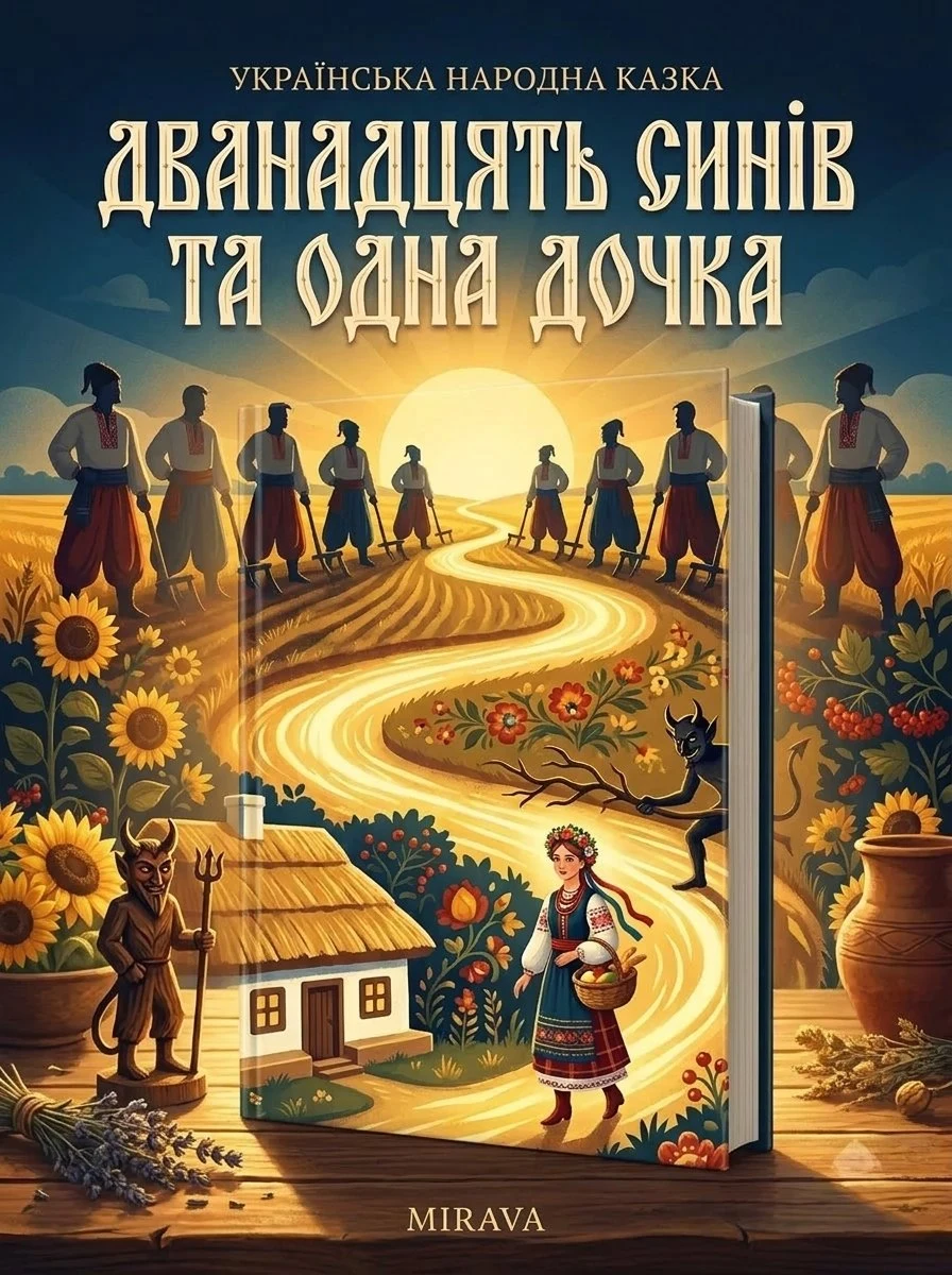 Дванадцять синів і одна дочка — українська народна казка — Народна творчість, обкладинка