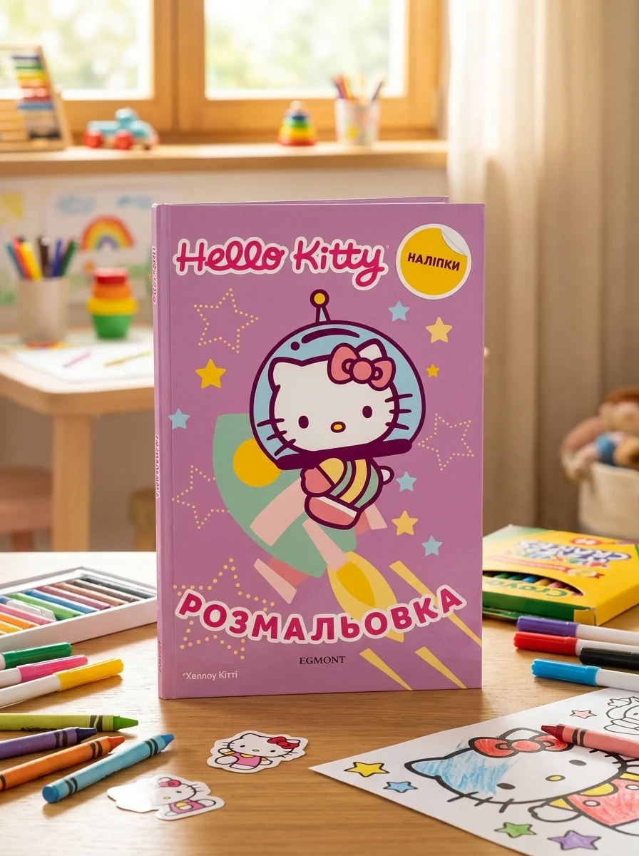 Хеллоу Кітті. Розмальовка з наліпками, — Дитяча література