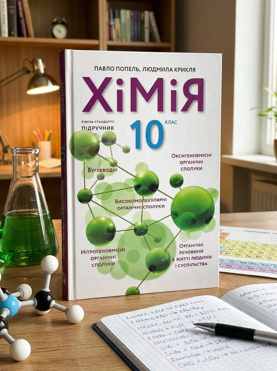 Хімія. Підручник, рівень стандарту. 10 клас — Павло Попель, обкладинка