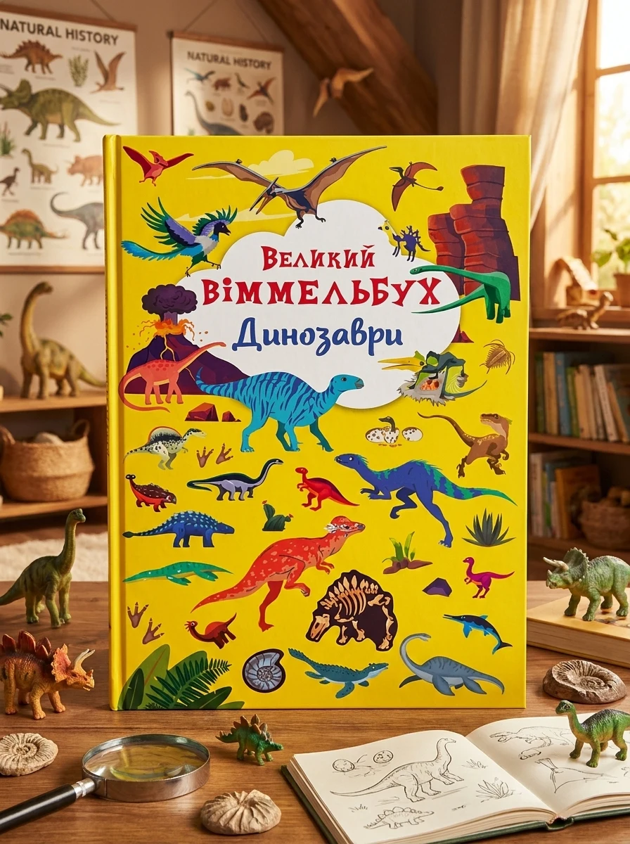 Книга-картонка Великий віммельбух Динозаври — Дитяча література