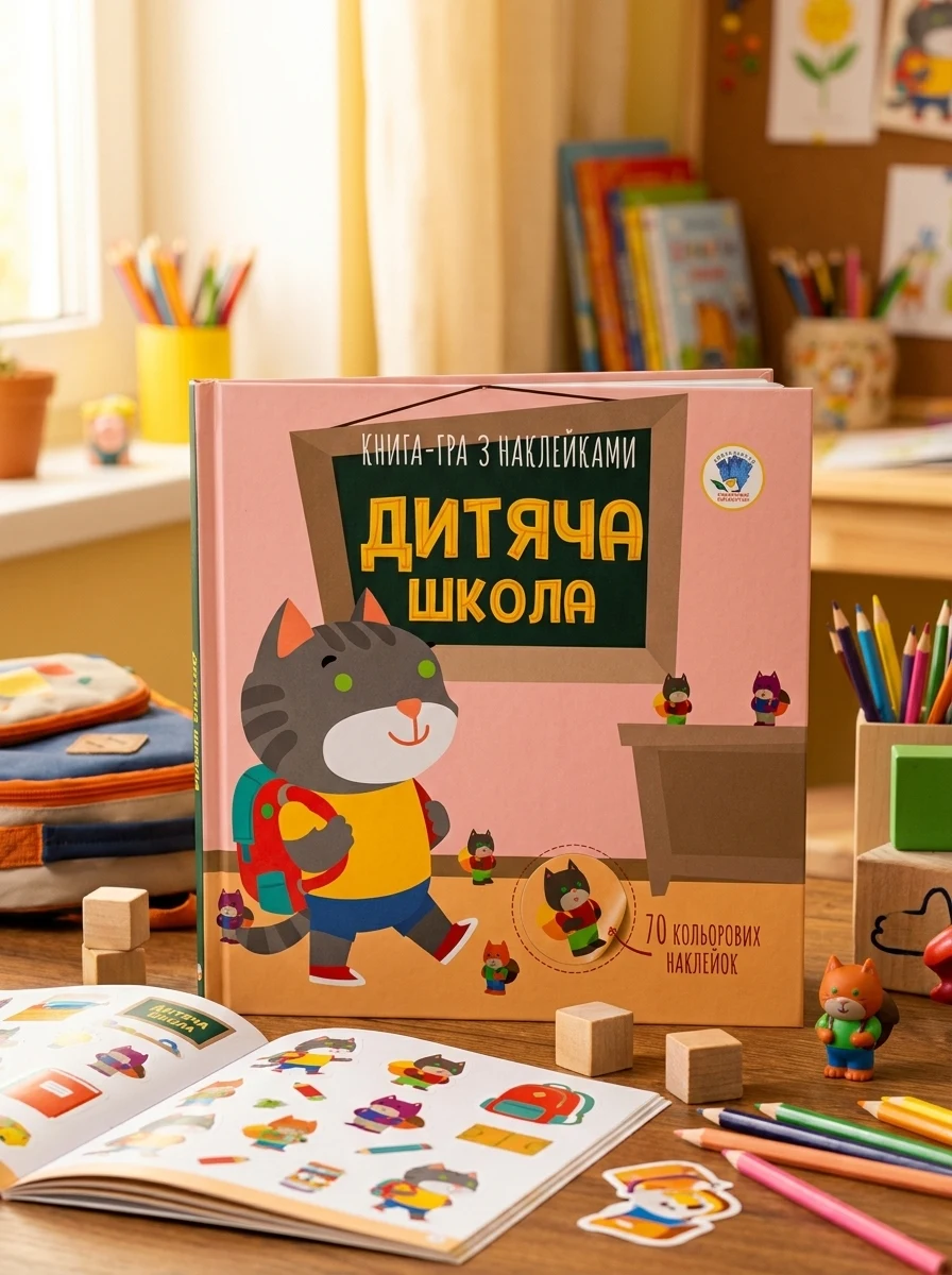 Книга-гра з наклейками. Дитяча школа — Дитяча література