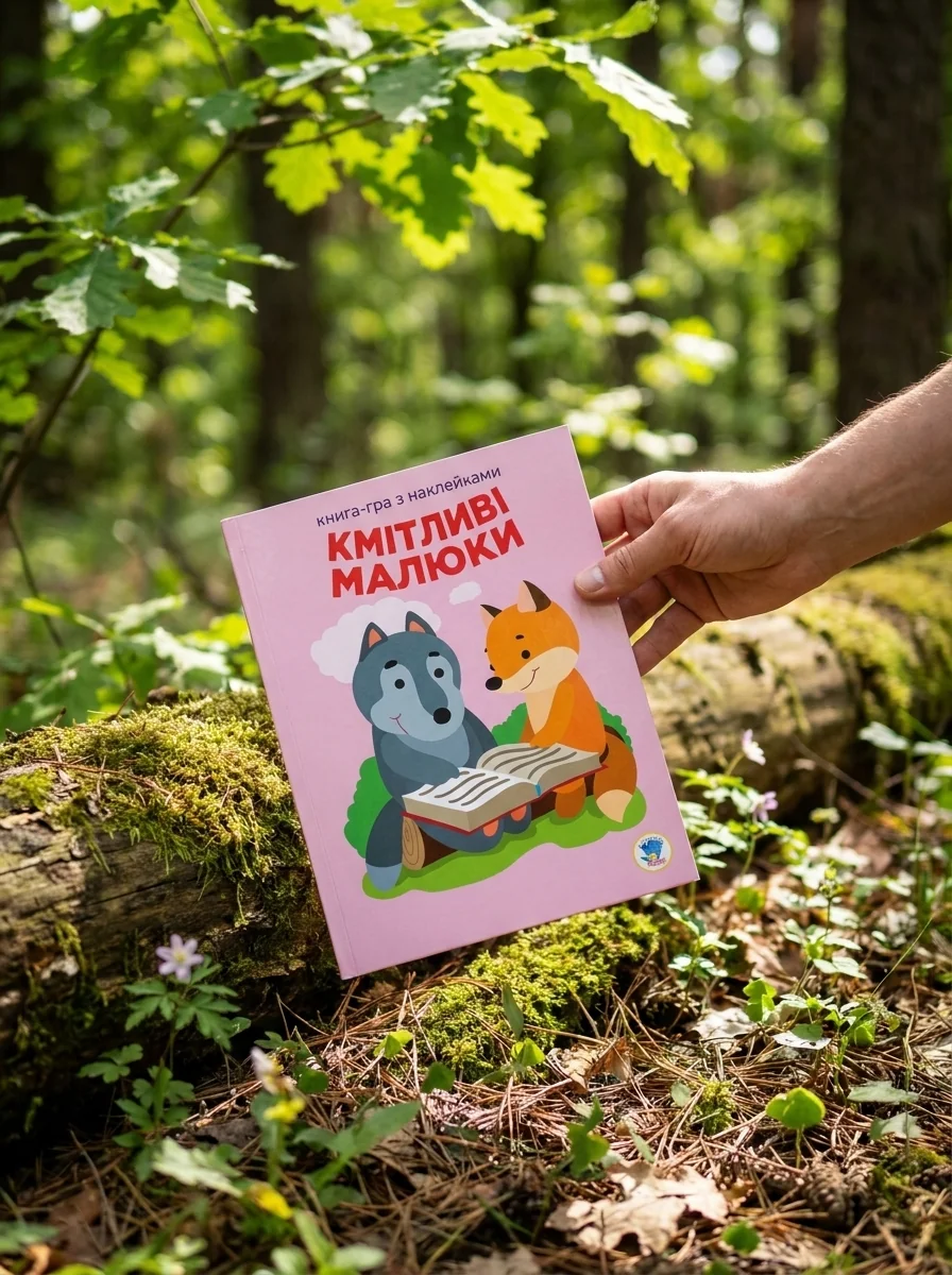 Книга-гра з наклейками. Кмітливі малюки. Лісова малеча — Дитяча література