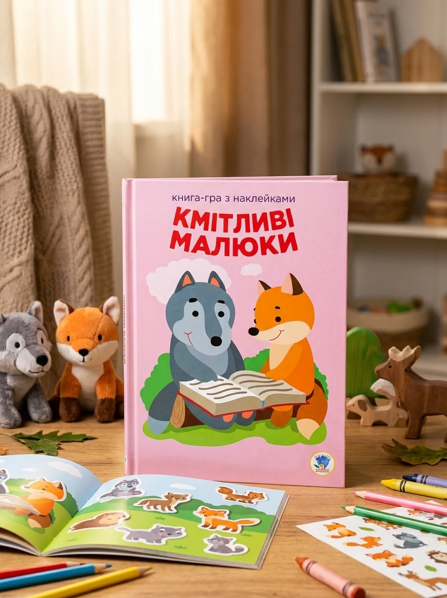Книга-гра з наклейками. Кмітливі малюки. Лісова малеча — фото 2