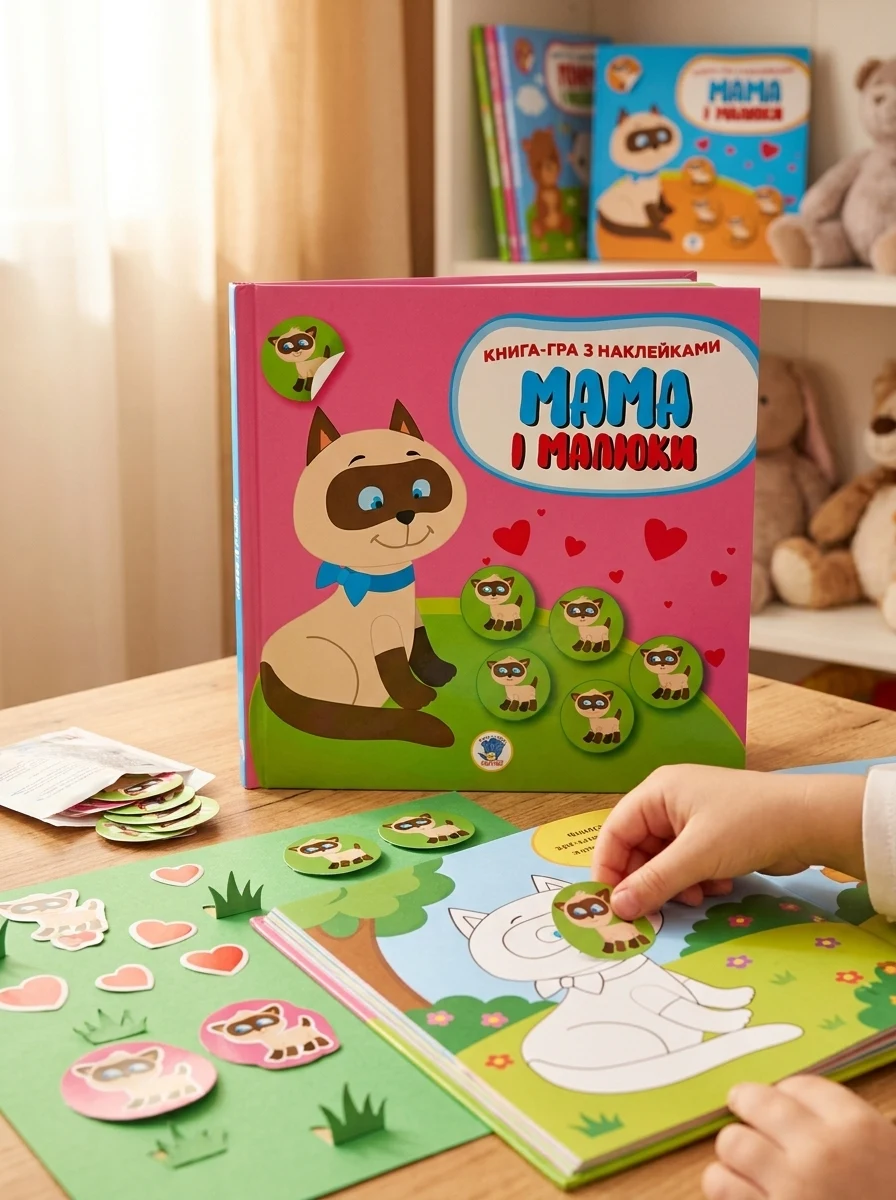 Книга-гра з наклейками. Мама і малюки. Книга 1. Кошенята — фото 2