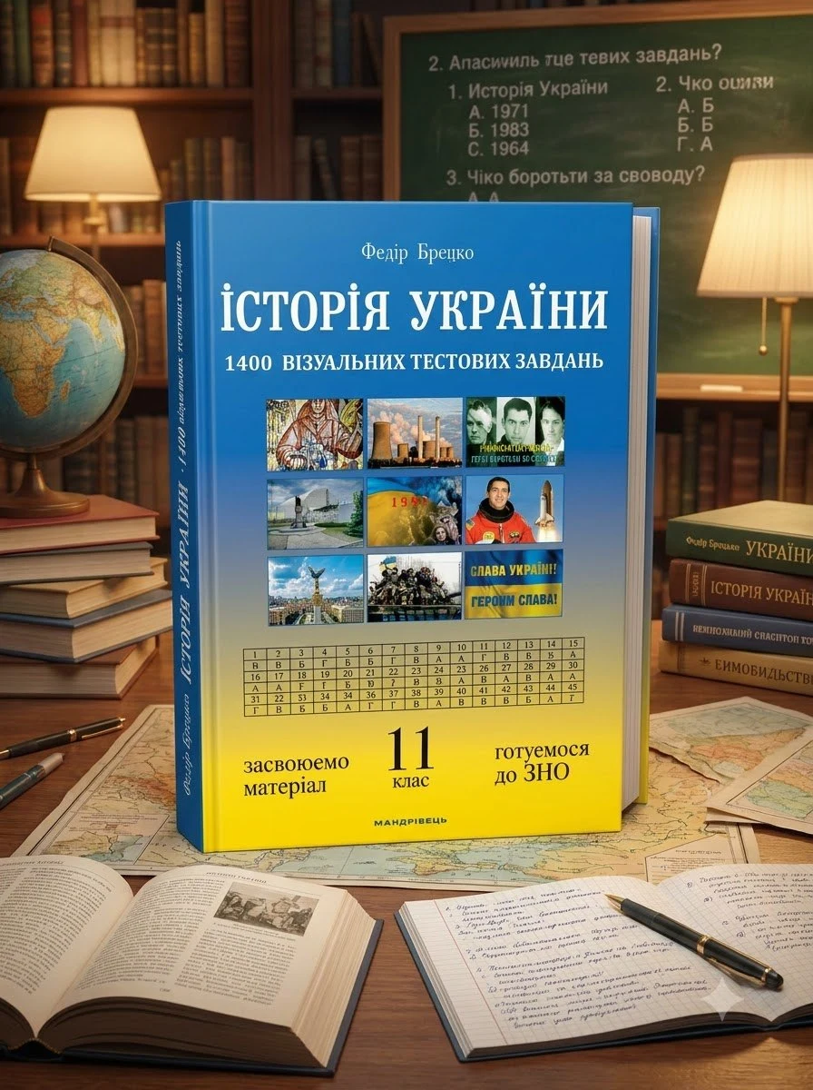 Книга Історія України 11 клас. Візуальні тестові завдання. Брецко Федір (українською) — Брецко Федір Федорович, обкладинка
