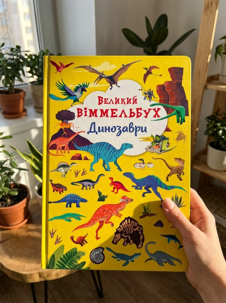 Книга-картонка Великий віммельбух Динозаври — Дитяча література