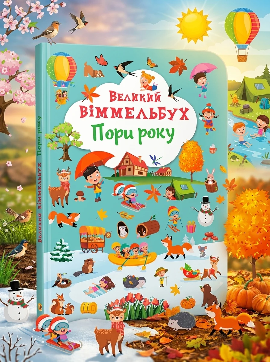 Книга-картонка Великий віммельбух. Пори року — Дитяча література