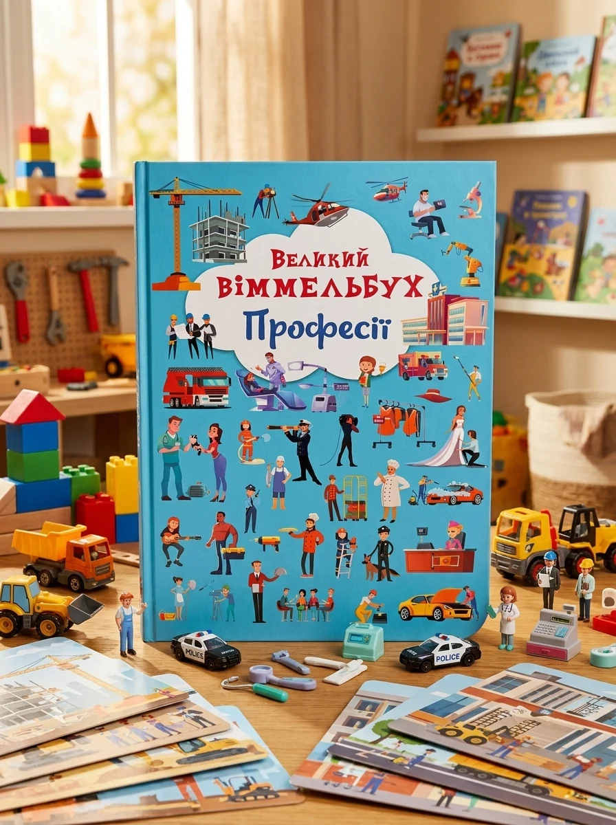 Книга-картонка Великий віммельбух. Професії, — фото 2