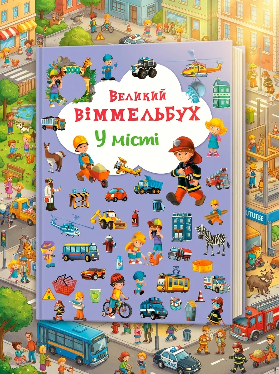 Книга-картонка Великий віммельбух. У місті — Дитяча література