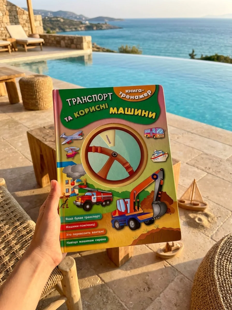 Книга-тренажер. Транспорт та корисні машини — Розвивальні книги