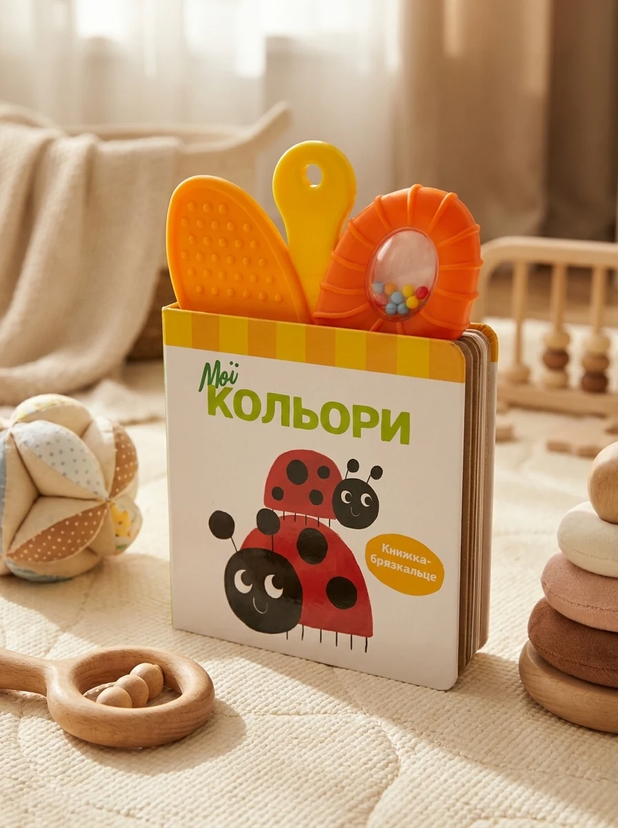 Книжка-брязкальце з прорізувачем. Мої кольори — Дитяча література