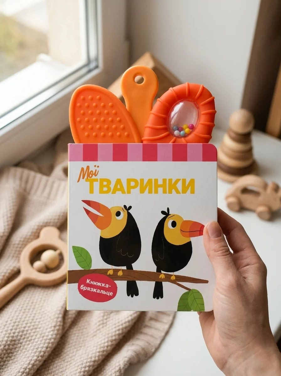 Книжка-брязкальце з прорізувачем. Мої тваринки — фото 2