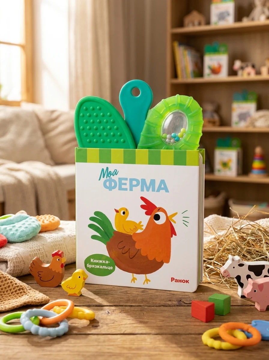 Книжка-брязкальце з прорізувачем. Моя ферма — Дитяча література