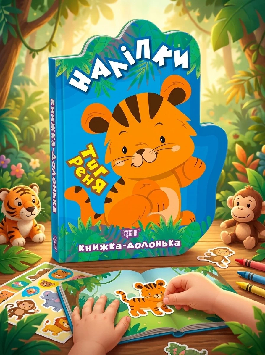 Книжка-долонька. Тигреня. Наліпки