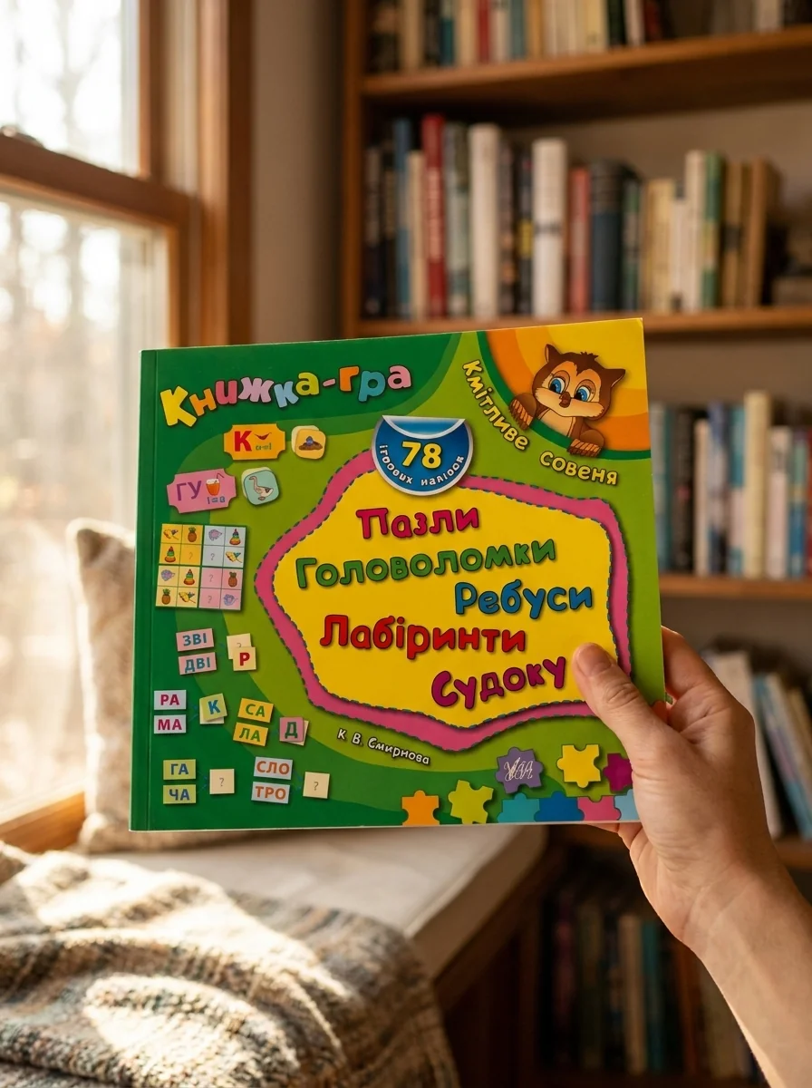 Книжка-гра. Кмітливе совеня. Пазли, головоломки, ребуси, лабіринти — Книги-іграшки