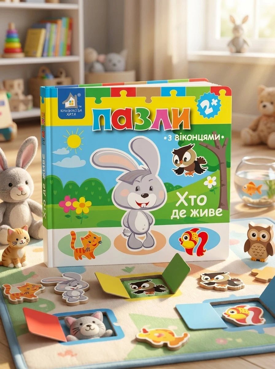 Книжка-пазли з віконцями: ХТО ДЕ ЖИВЕ 2+ — Без автора, обкладинка