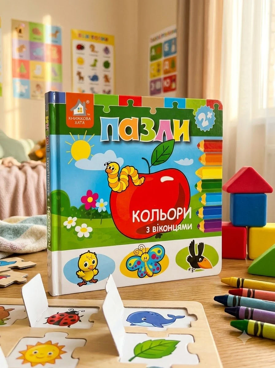 Книжка-пазли з віконцями: Кольори 2+, обкладинка