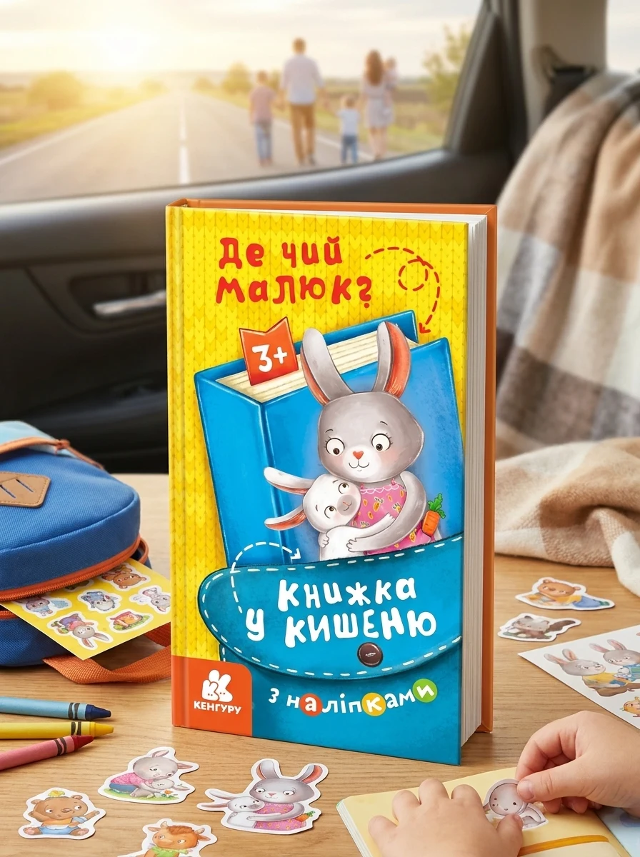 Книжка у кишеню з наліпками. Де чий малюк? — Дитяча література