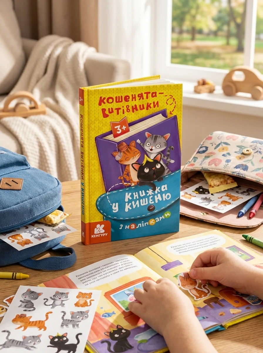 Книжка у кишеню з наліпками. Кошенята-витівники — Дитяча література