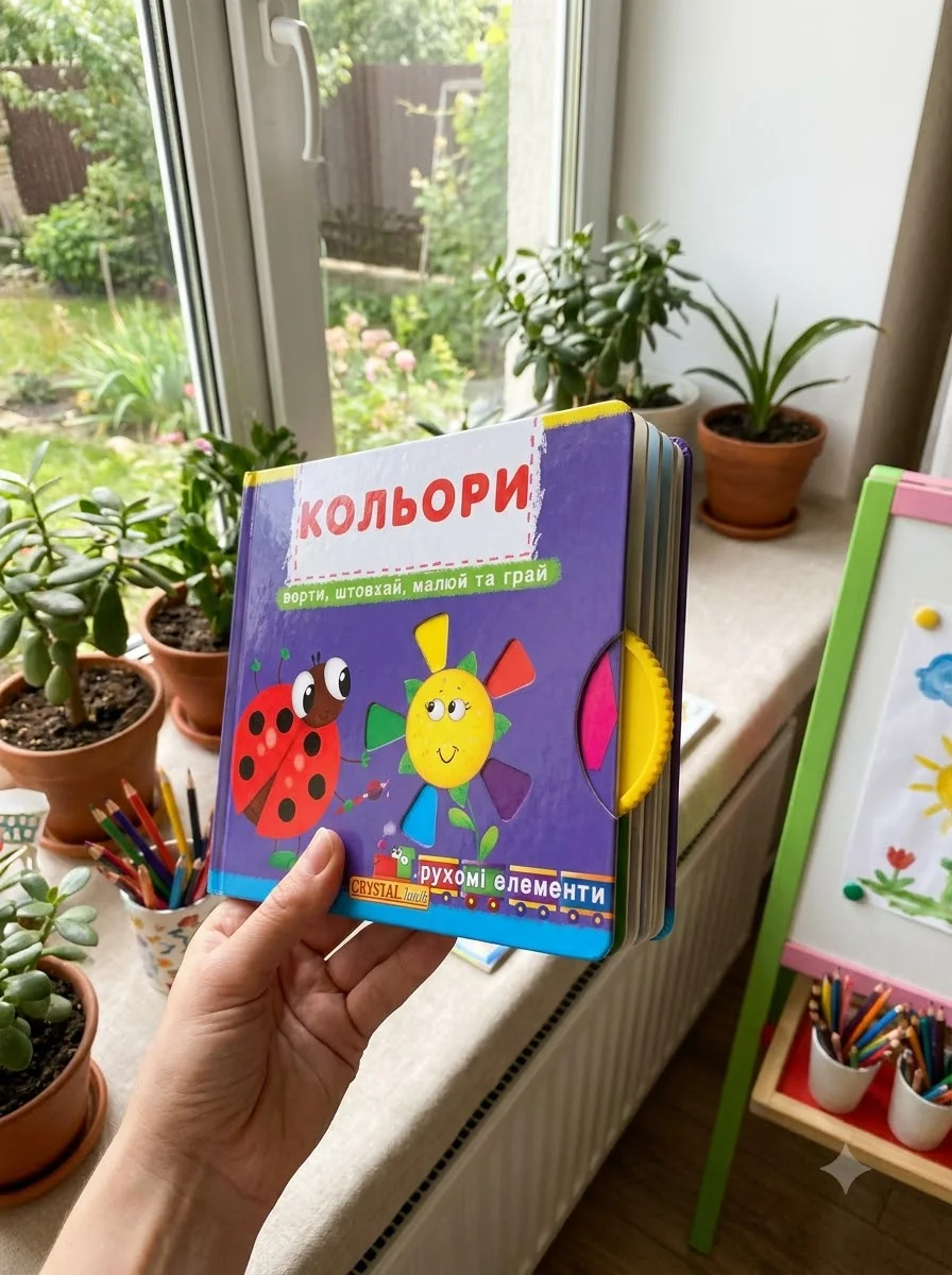 Книжка з механізмом. Кольори. Верти, штовхай, малюй та грай — Дитяча література