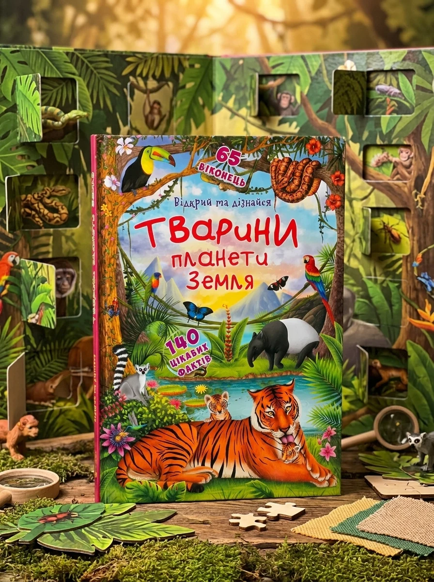 Книжка з секретними віконцями. Відкрий та дізнайся. Тварини планети Земля