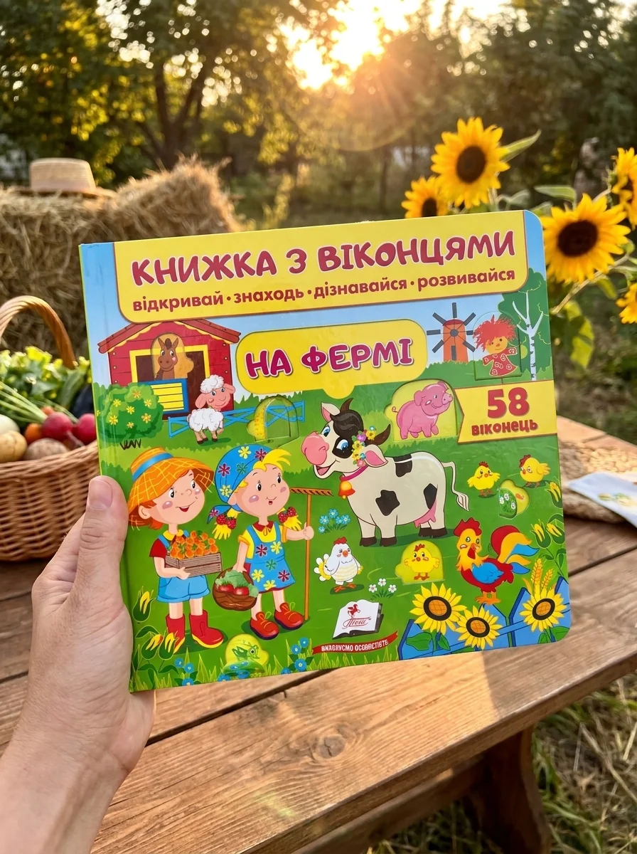 Книжка з віконцями. На фермі. 58 віконець, обкладинка