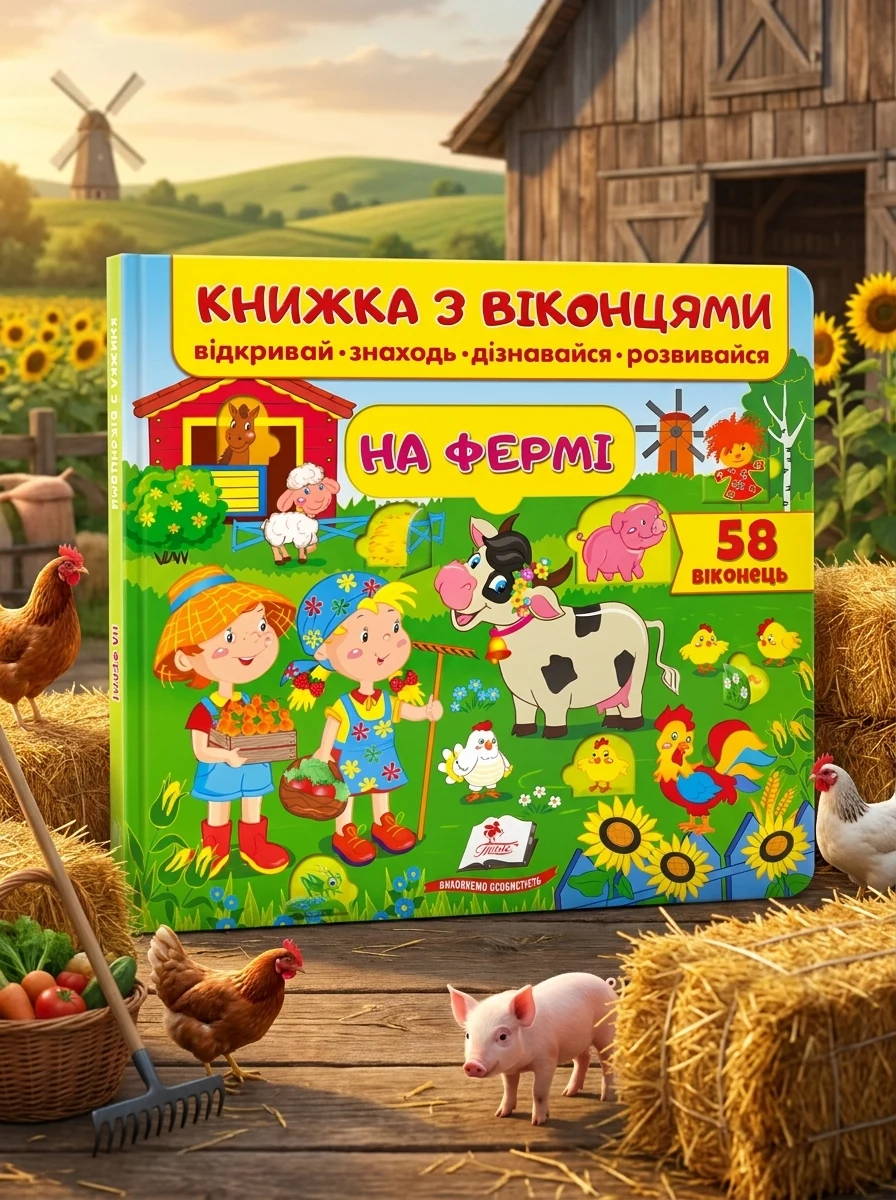Книжка з віконцями. На фермі. 58 віконець — Дитячі книги