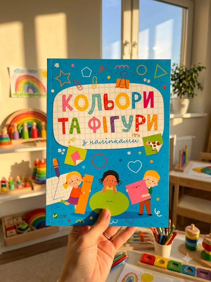 Кольори та фігури з наліпками — Книги з наліпками