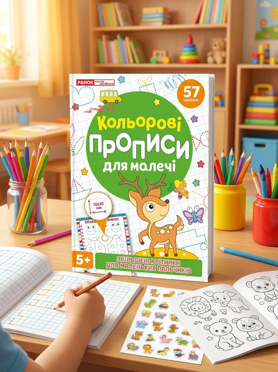 Кольрові прописи для малечі зі збільшеними клітинками 5+ — Вивчення мов