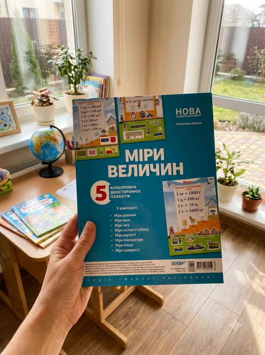Комплект двосторонніх плакатів Міри величин. Наочність, обкладинка